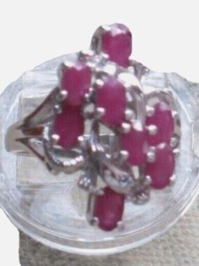 Natural Genuine RUBY RING STERLING SILVER SETTING ESTATE SIZE 6.5